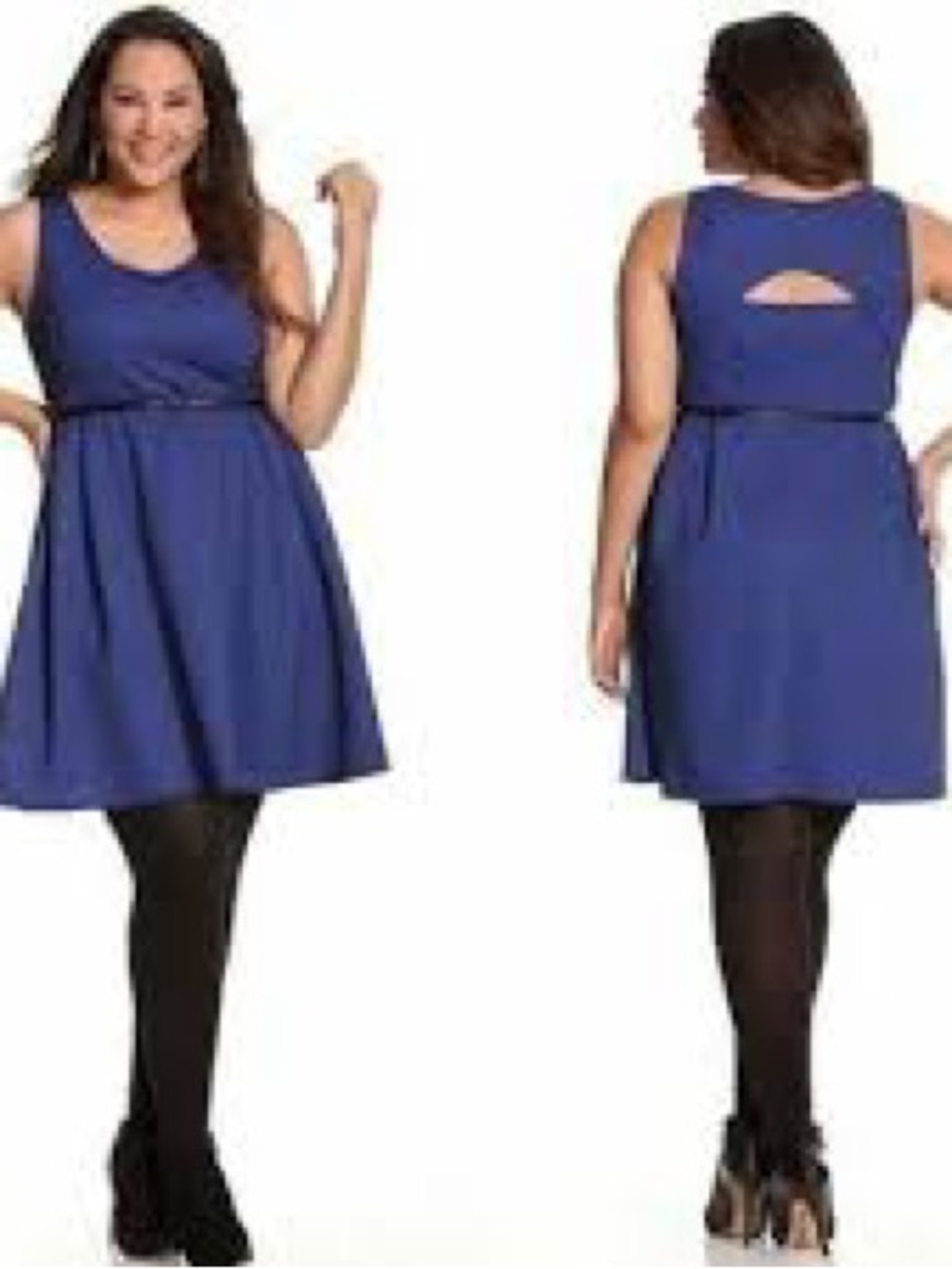 Lane Bryant Royal Blue Sleeveless A-Line Dress with Back Keyhole
